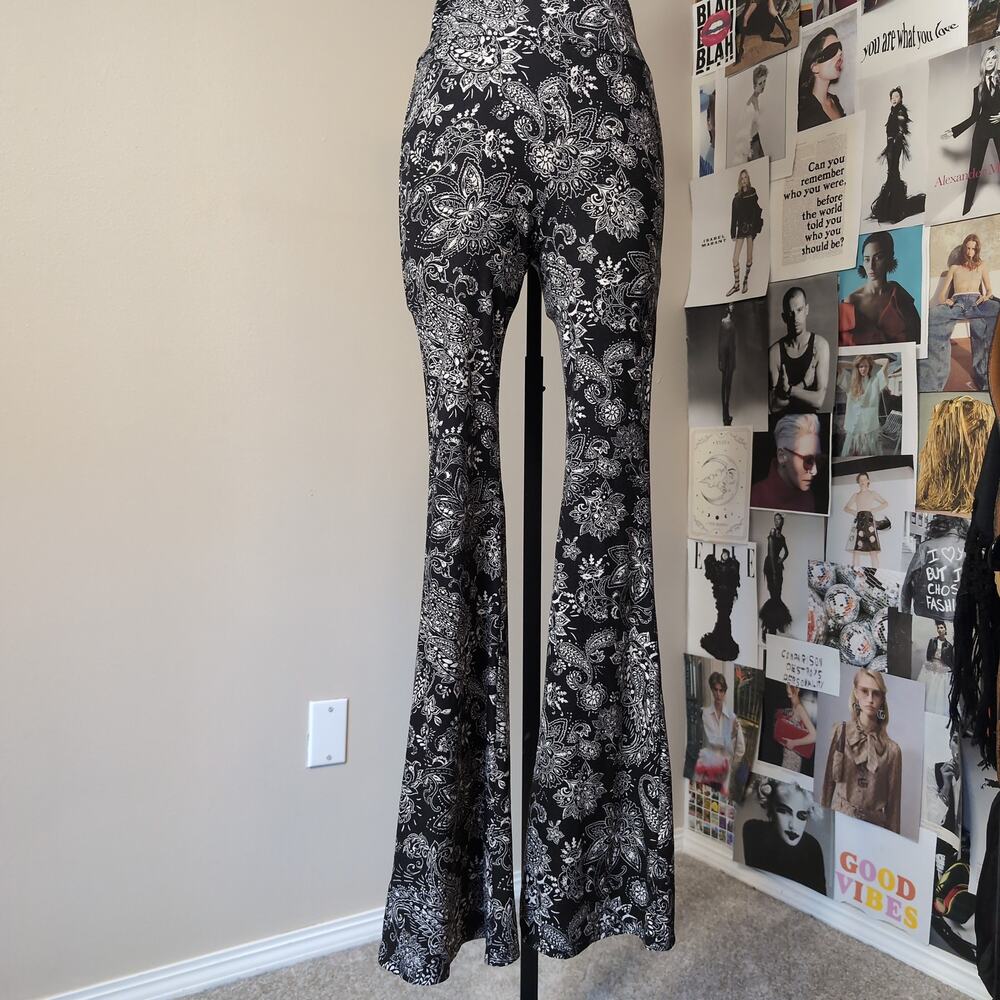 Paisley Print Flare Leg Pants Boho